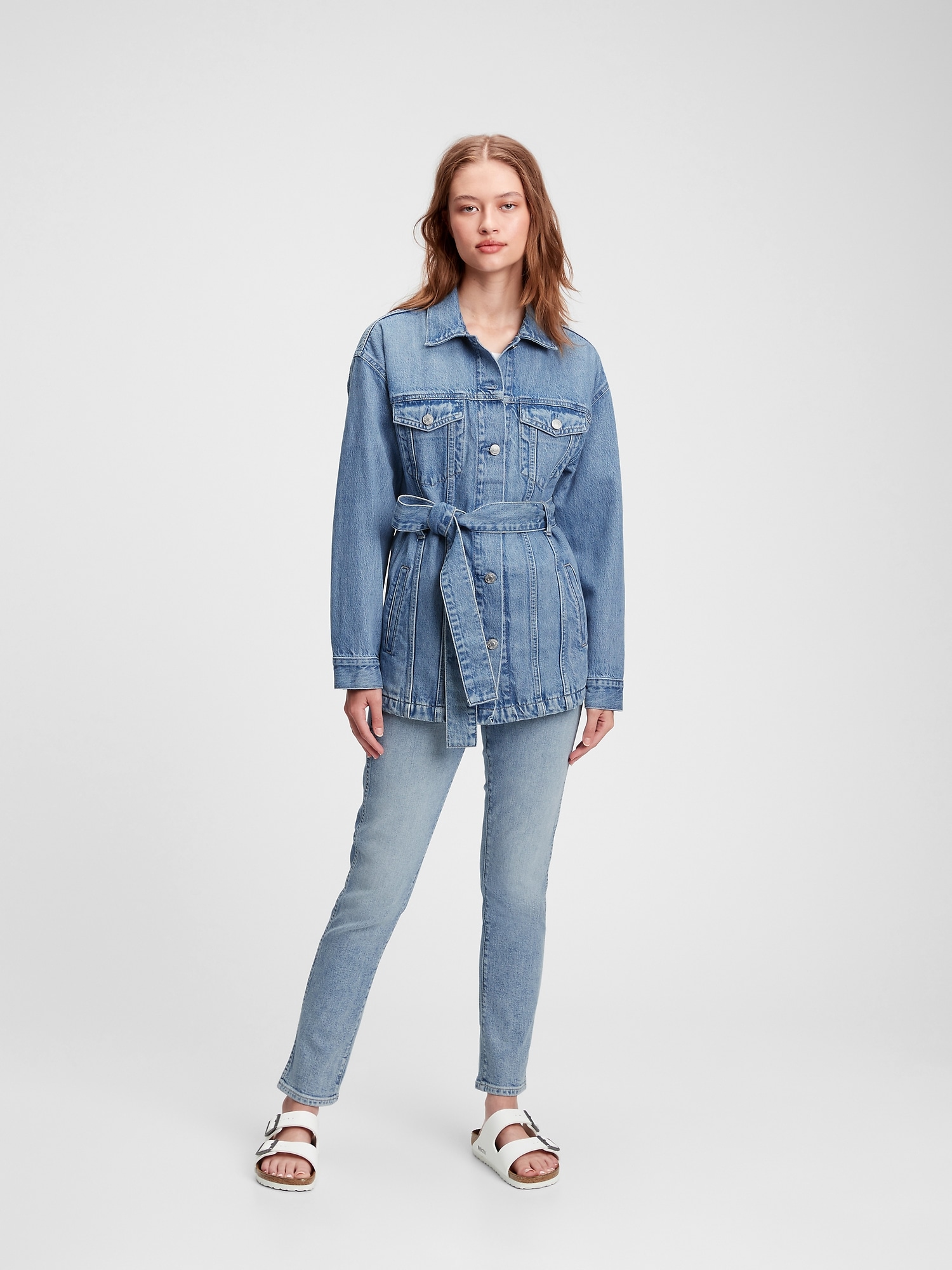 zara belted denim jacket
