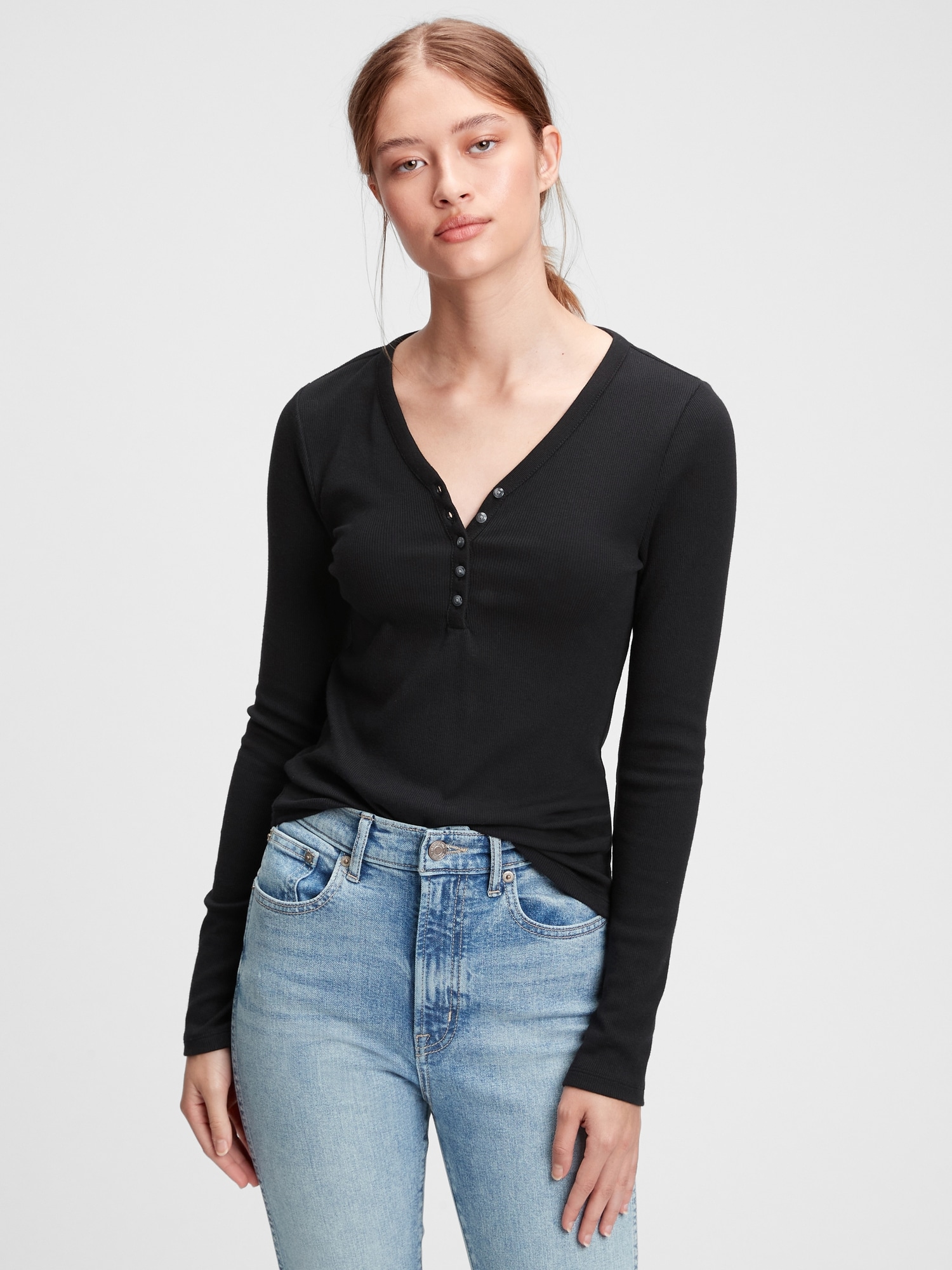 Ribbed Henley TShirt Gap Factory