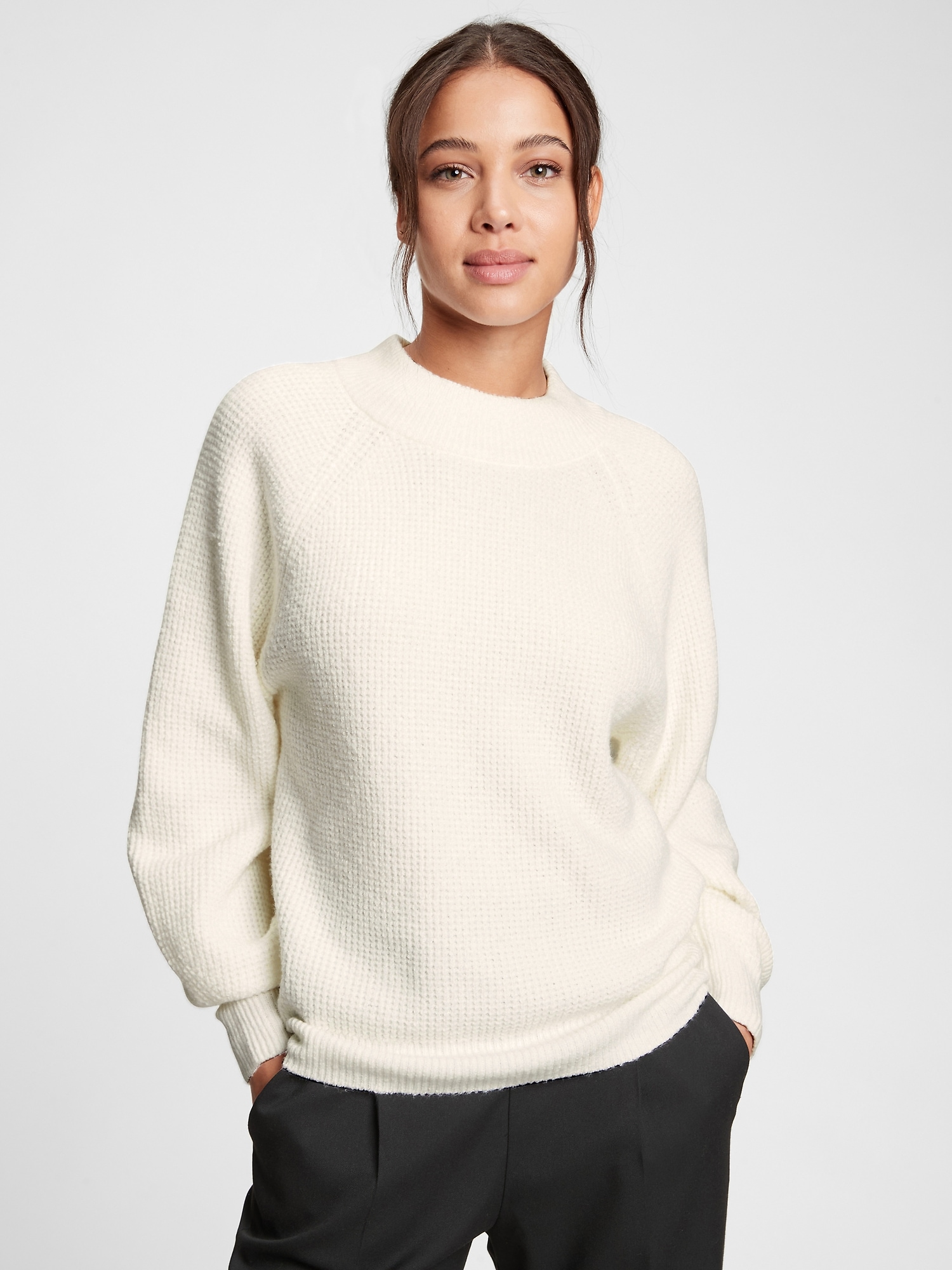 WaffleKnit Mockneck Sweater Gap Factory