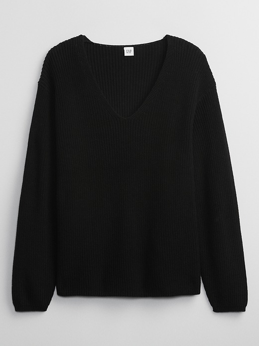 Image number 7 showing, Puff Sleeve V-Neck Sweater