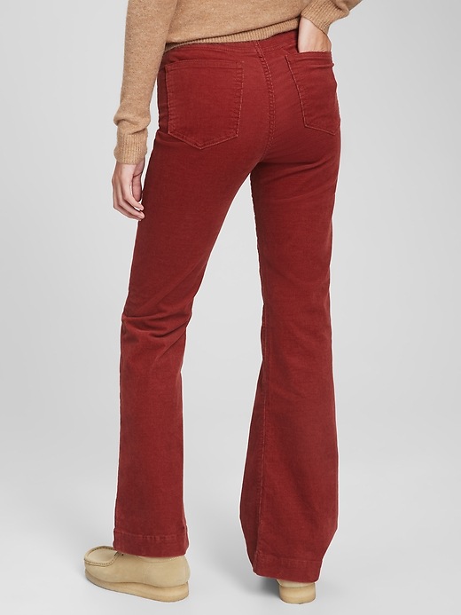 Image number 4 showing, High Rise Corduroy Flared Pants with Washwell