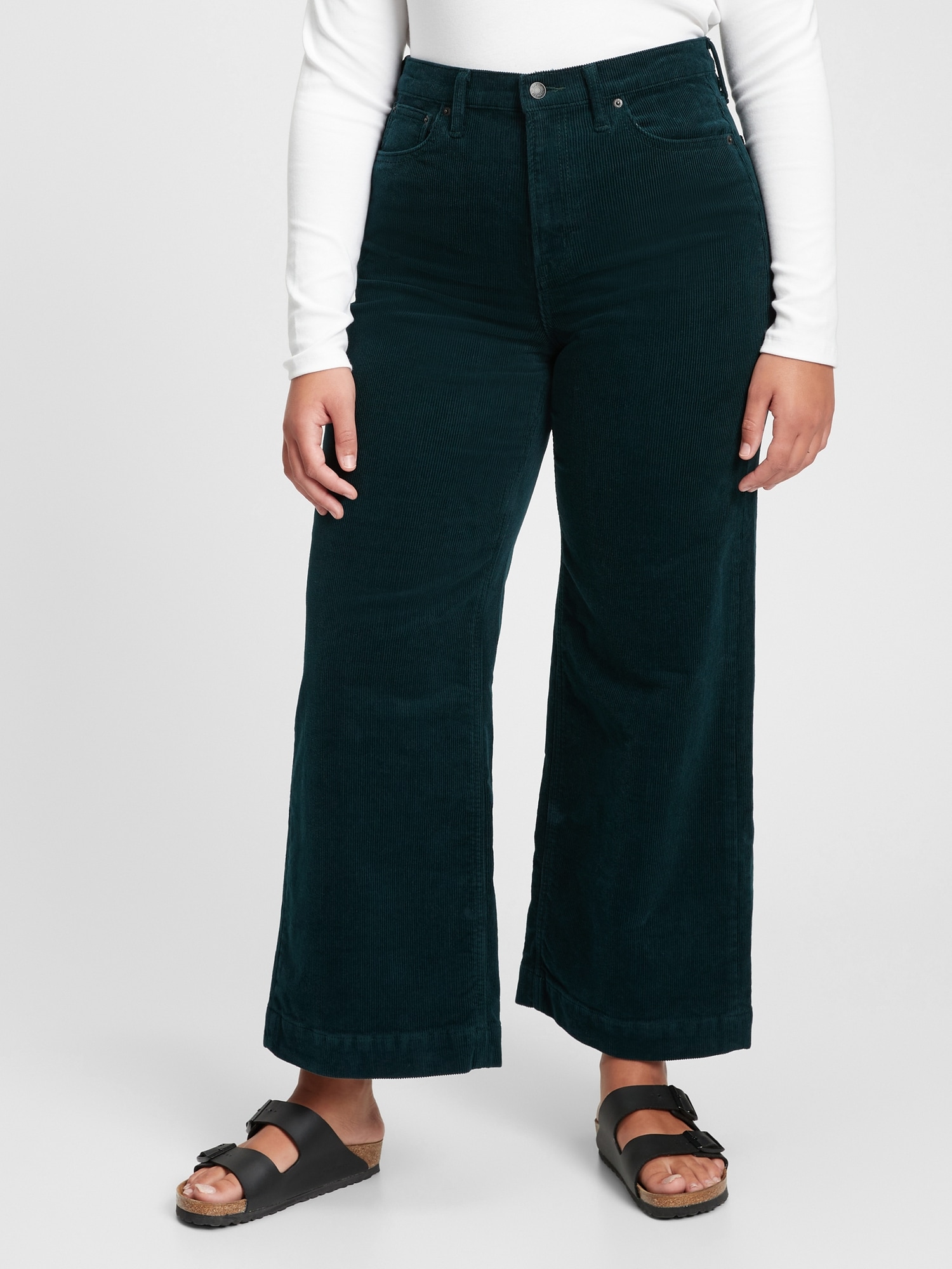 High Rise Wide-Leg Corduroy Pants with 
