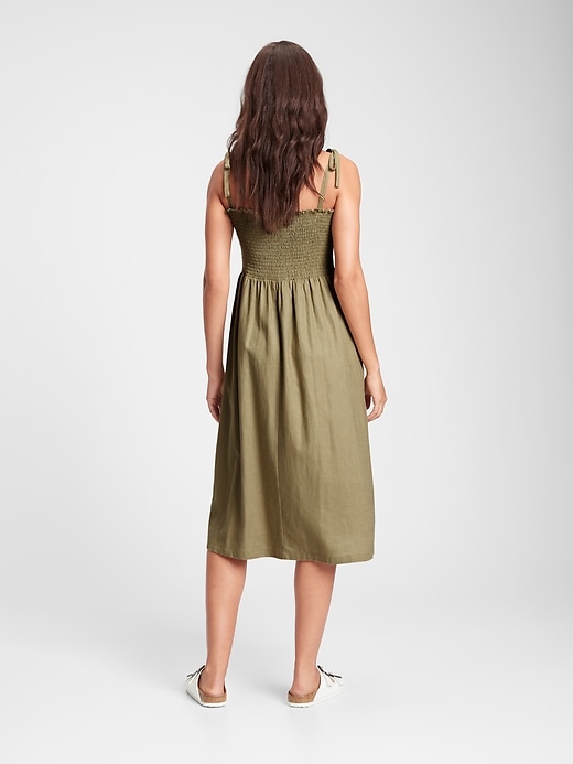 Image number 2 showing, Shoulder-Tie Smocked Midi Dress