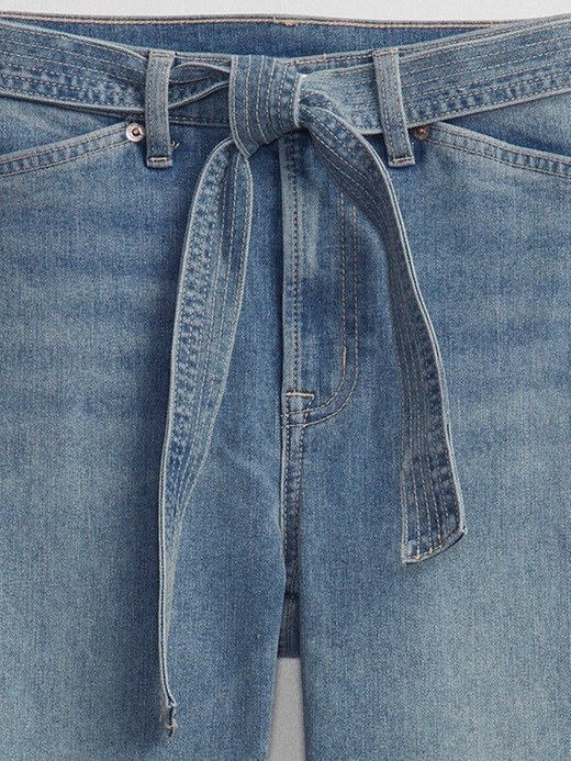 Image number 8 showing, High Rise Tie-Belt Flare Jeans