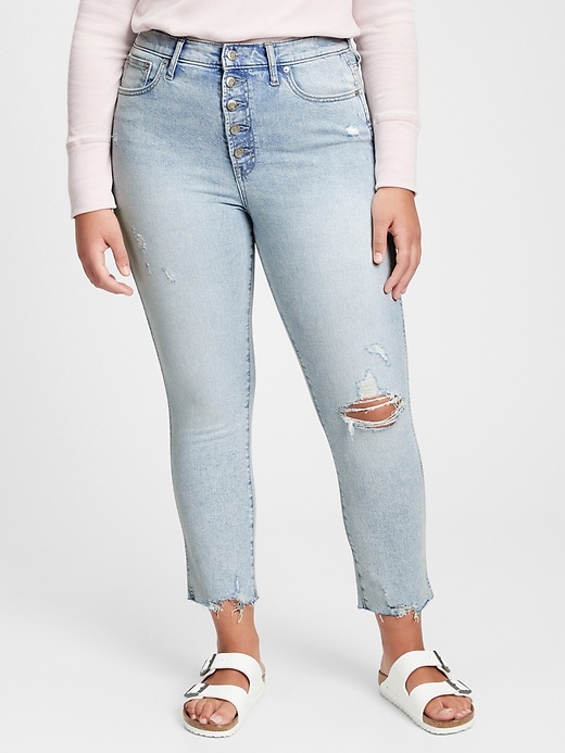 Image number 1 showing, High Rise Distressed Vintage Slim Jeans with Washwell