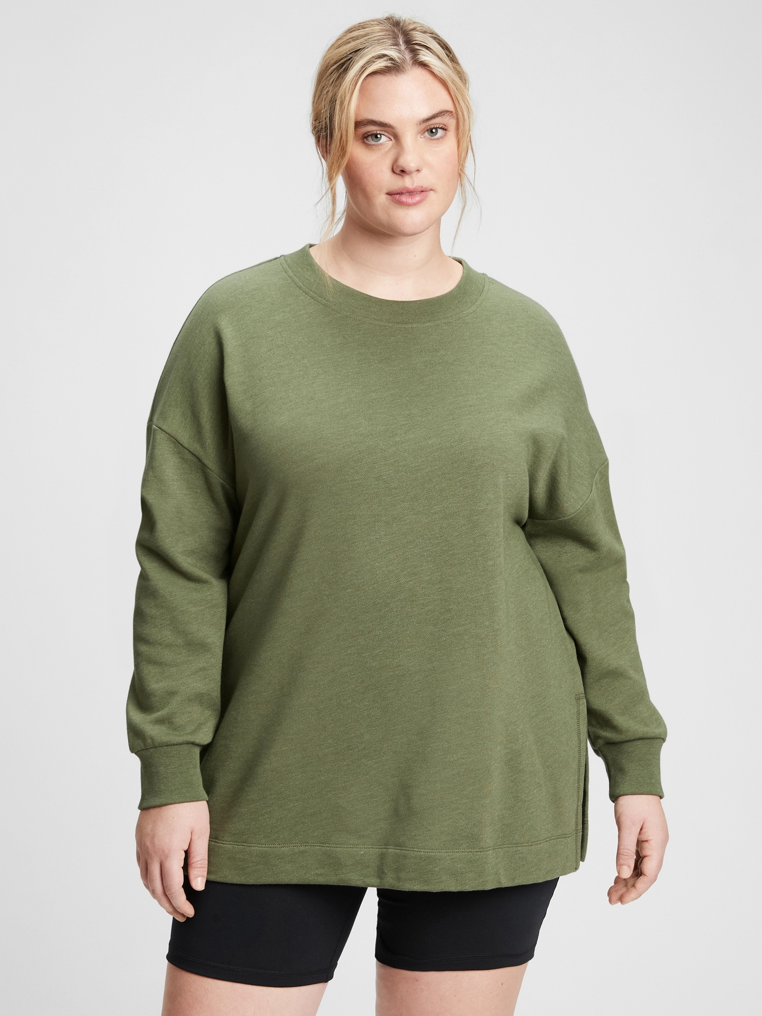 Green tunic sweatshirt cheap