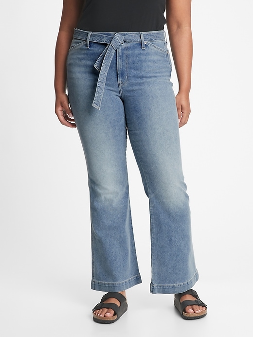 Gap Factory Women's High Rise Tie-Belt Flare Jeans with Washwell