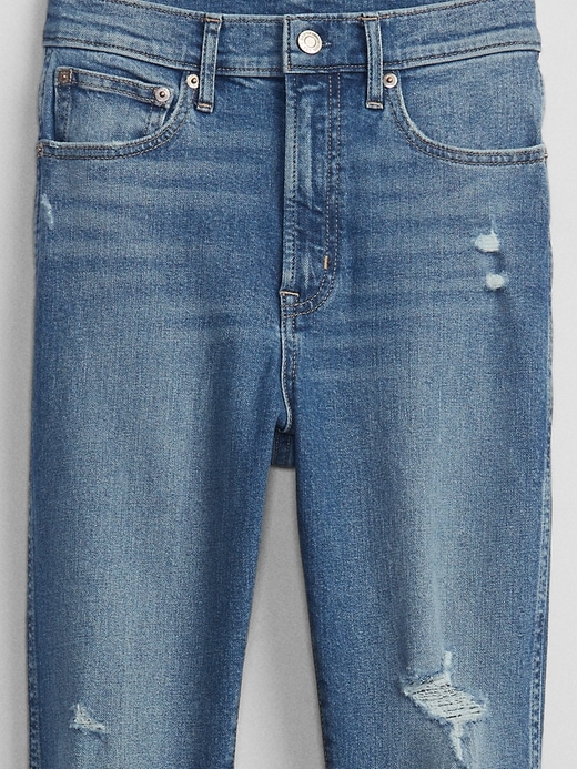 Image number 8 showing, High Rise Destructed Vintage Slim Jeans with Washwell