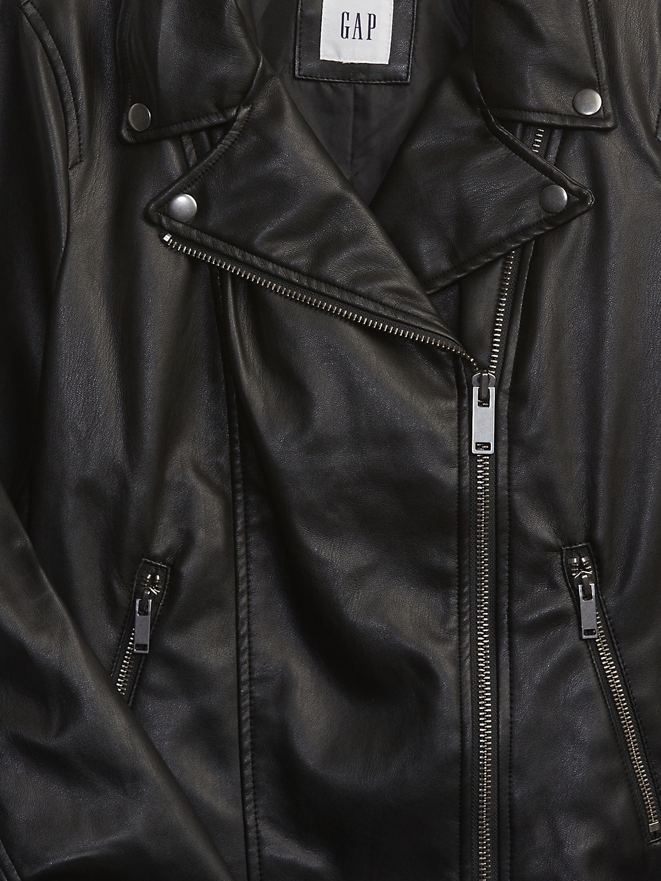 Women's Vegan Leather Moto Jacket by Gap Black Tall Size S