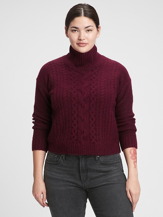 Image number 1 showing, Mockneck Cable-Knit Sweater