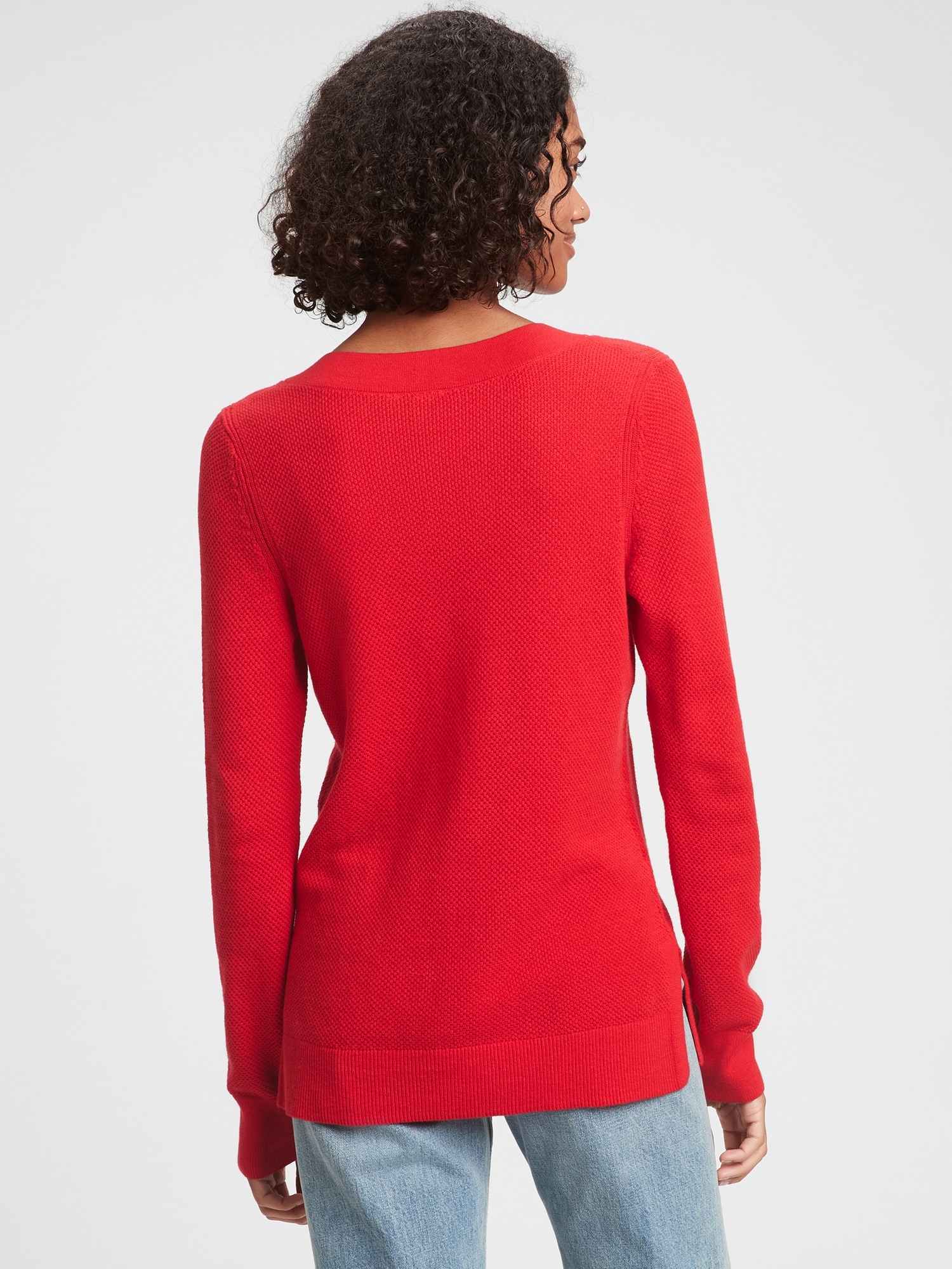 t shirt and v neck sweater