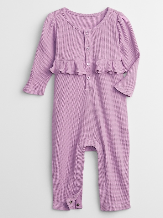 View large product image 1 of 1. Baby Waffle-Knit Ruffle One-Piece
