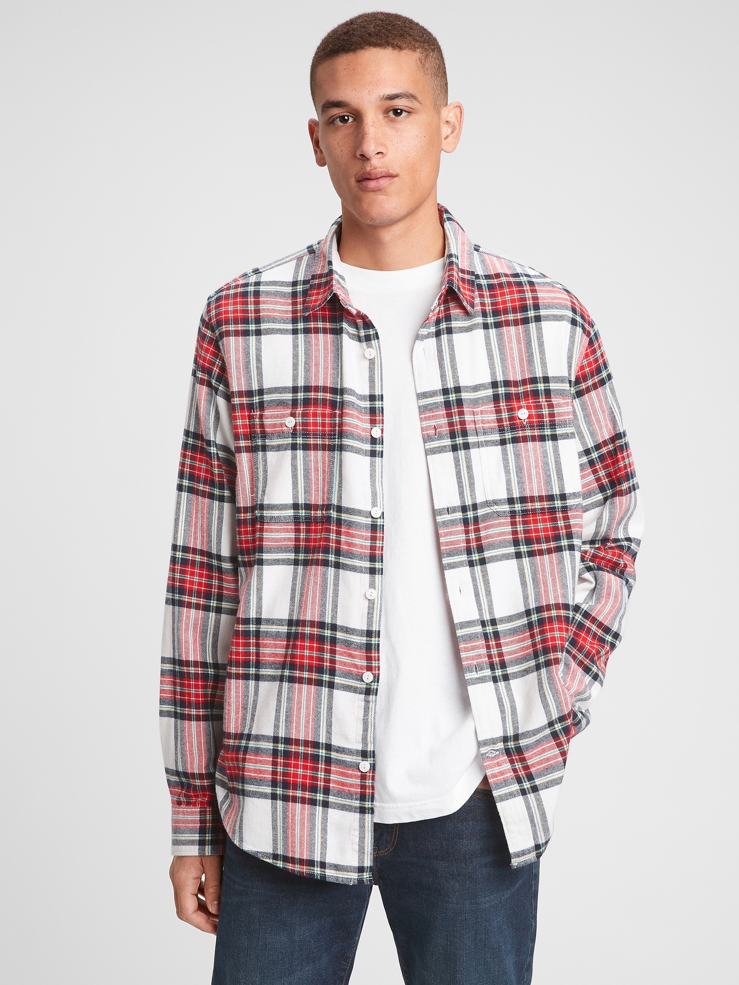 Flannel Shirt in Untucked Fit Gap Factory
