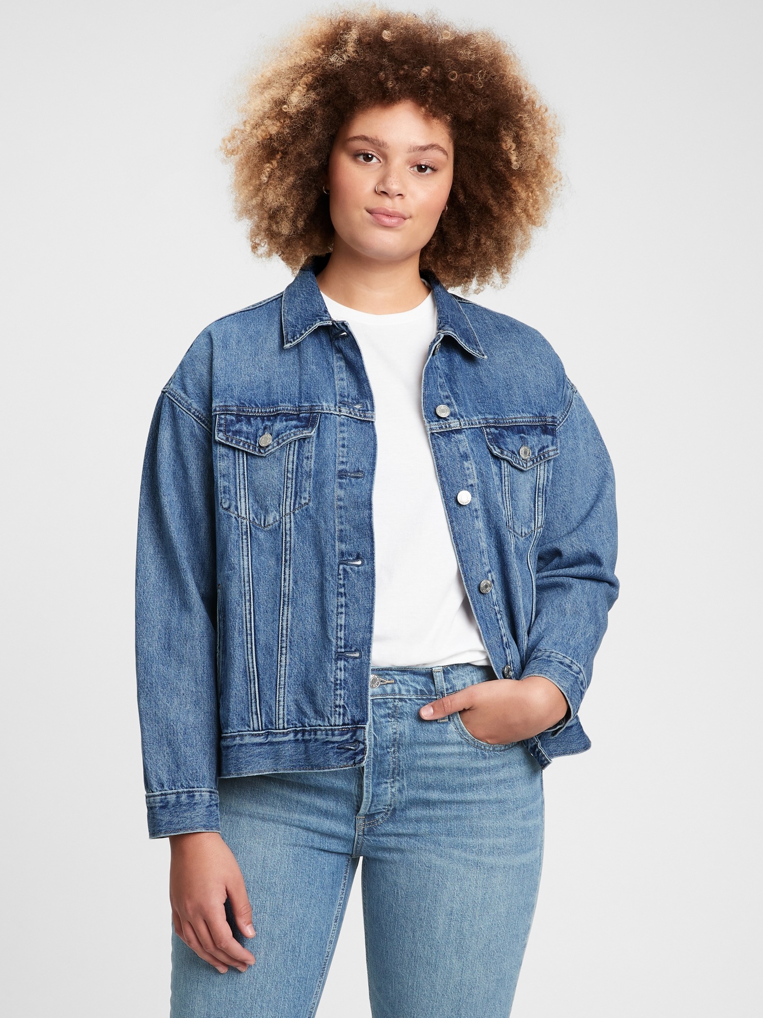 Oversized Icon Denim Jacket with Washwell | Gap Factory