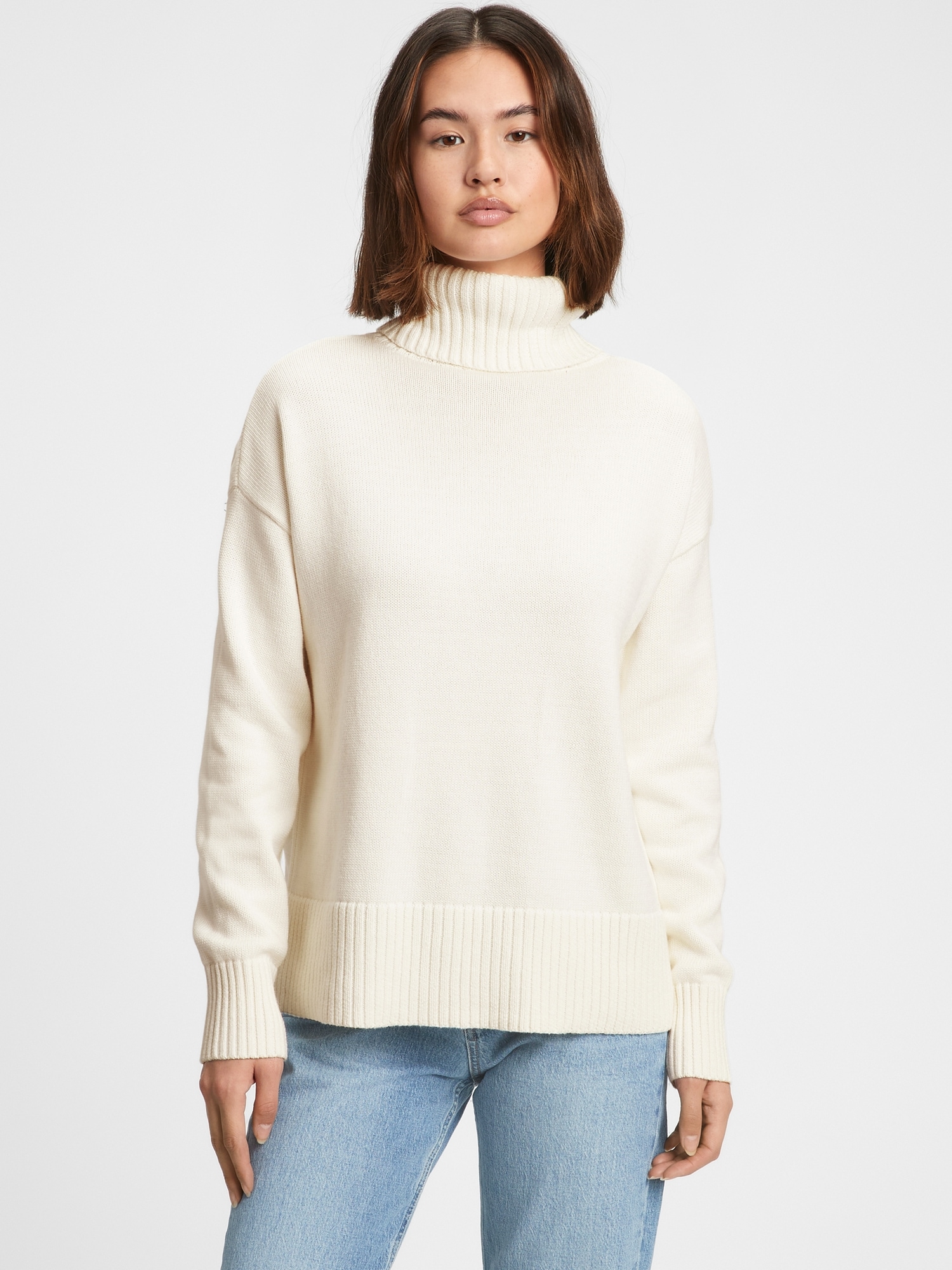 Oversized Cropped Turtleneck Sweater Gap Factory