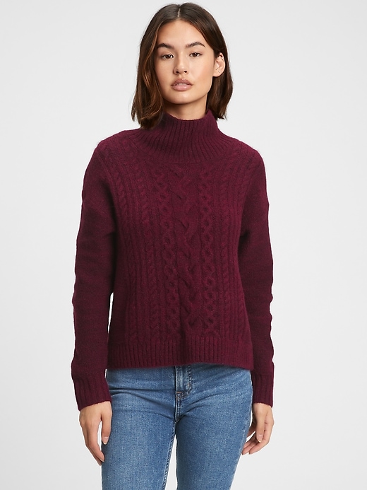 Image number 4 showing, Mockneck Cable-Knit Sweater