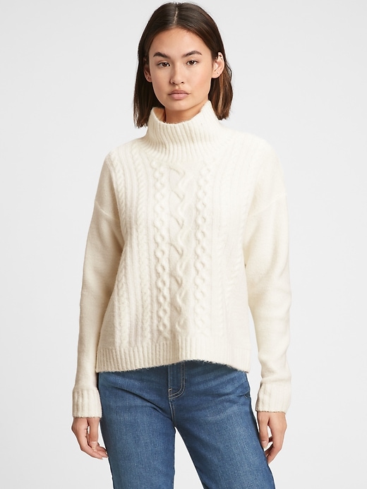 Image number 7 showing, Mockneck Cable-Knit Sweater