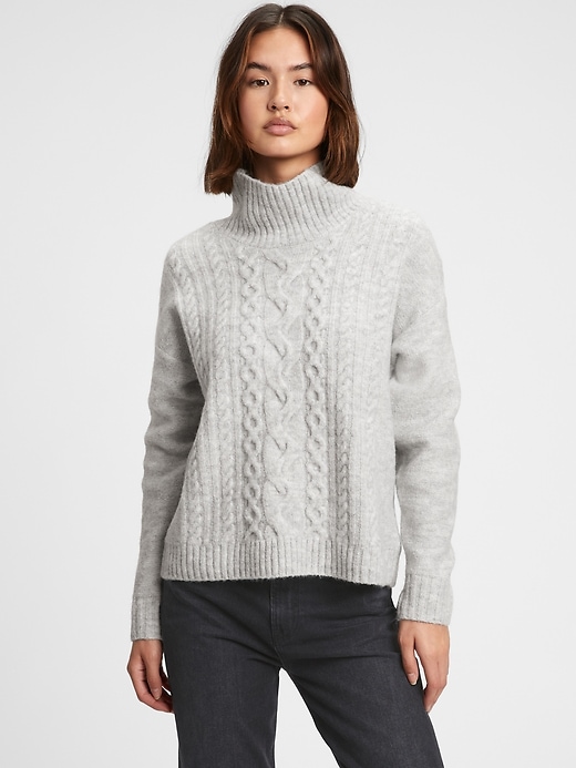 Image number 1 showing, Mockneck Cable-Knit Sweater