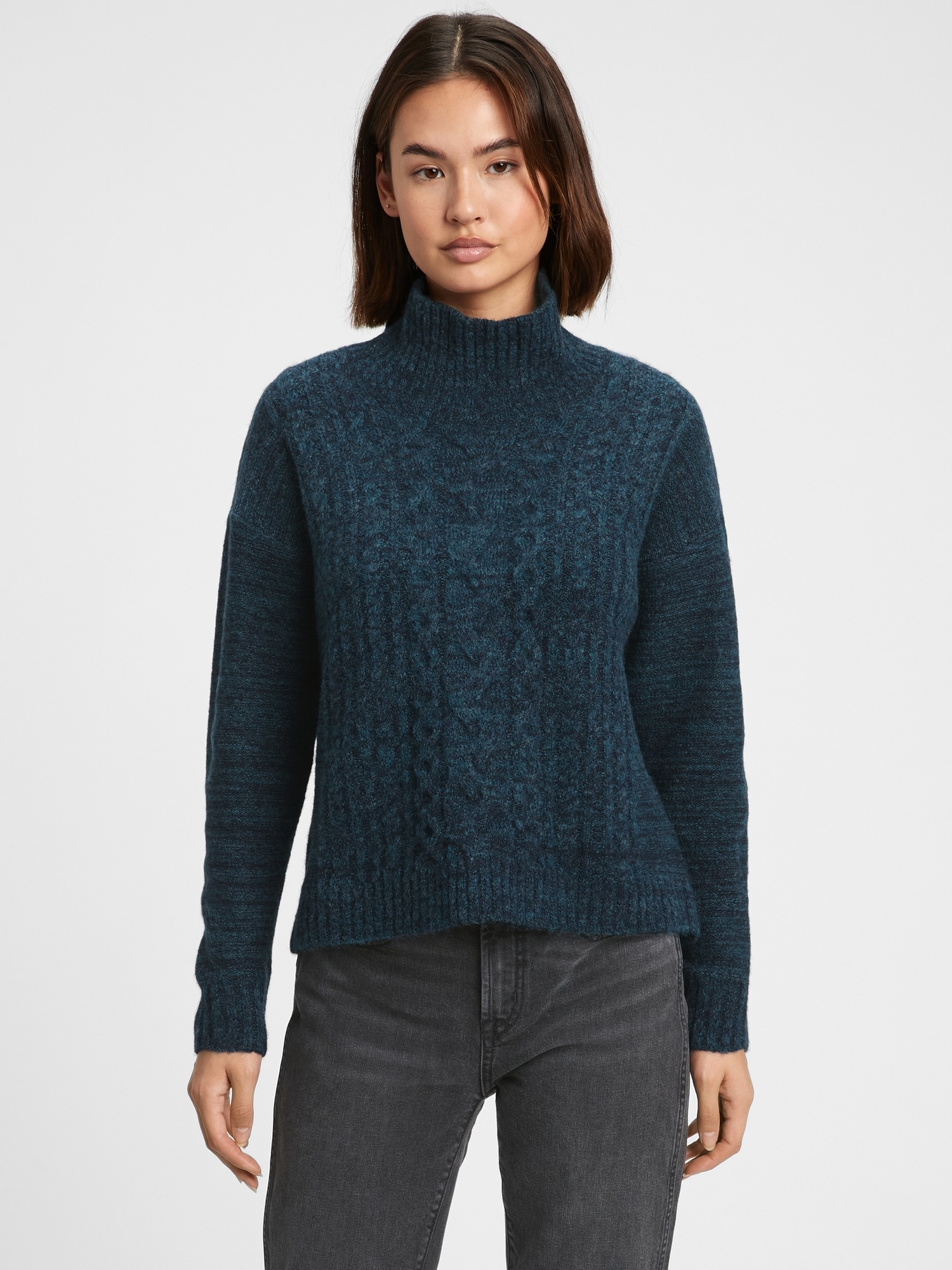Mockneck CableKnit Sweater Gap Factory