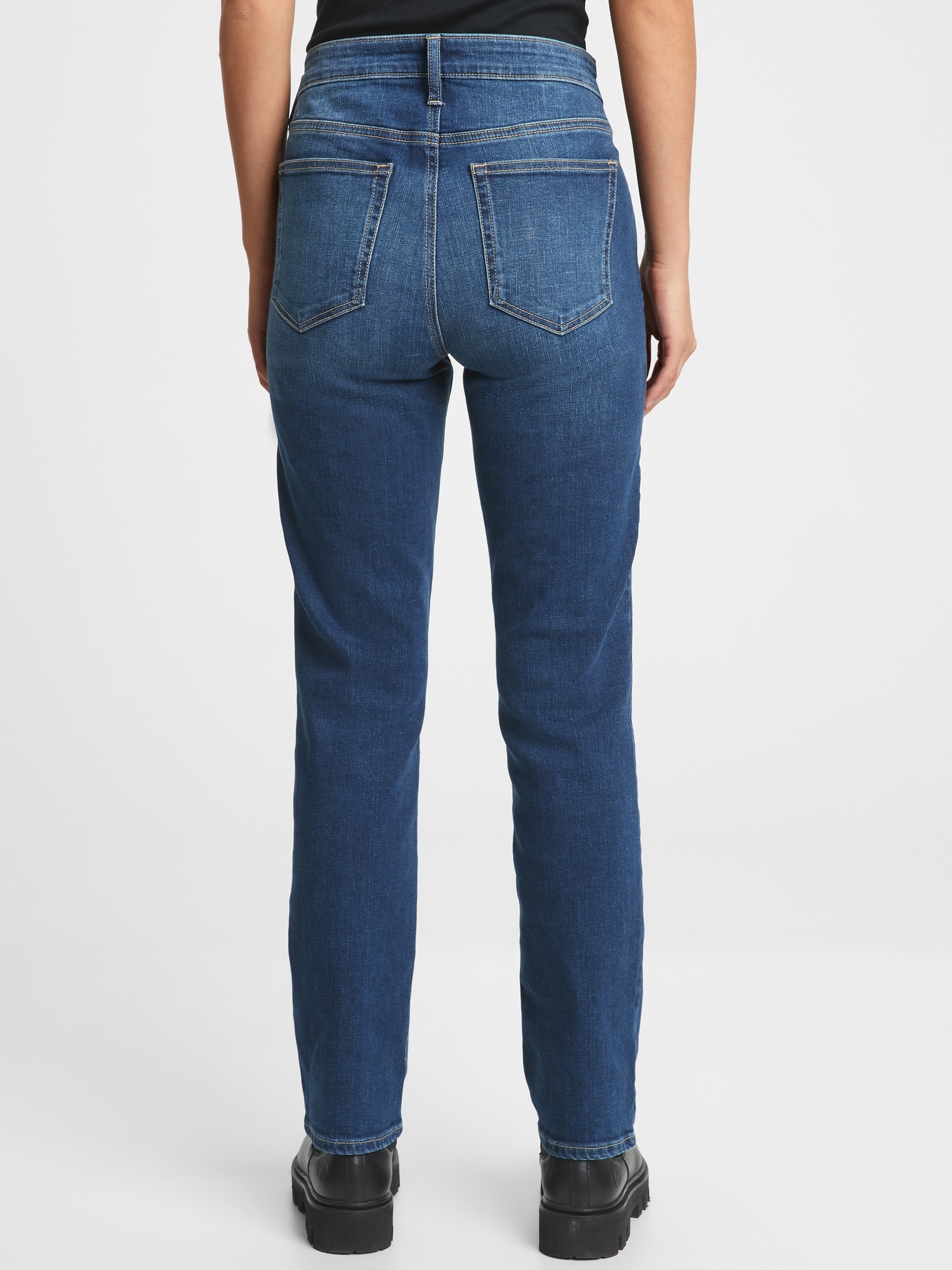 Gap Factory Mid Rise Classic Straight Jeans In Blue