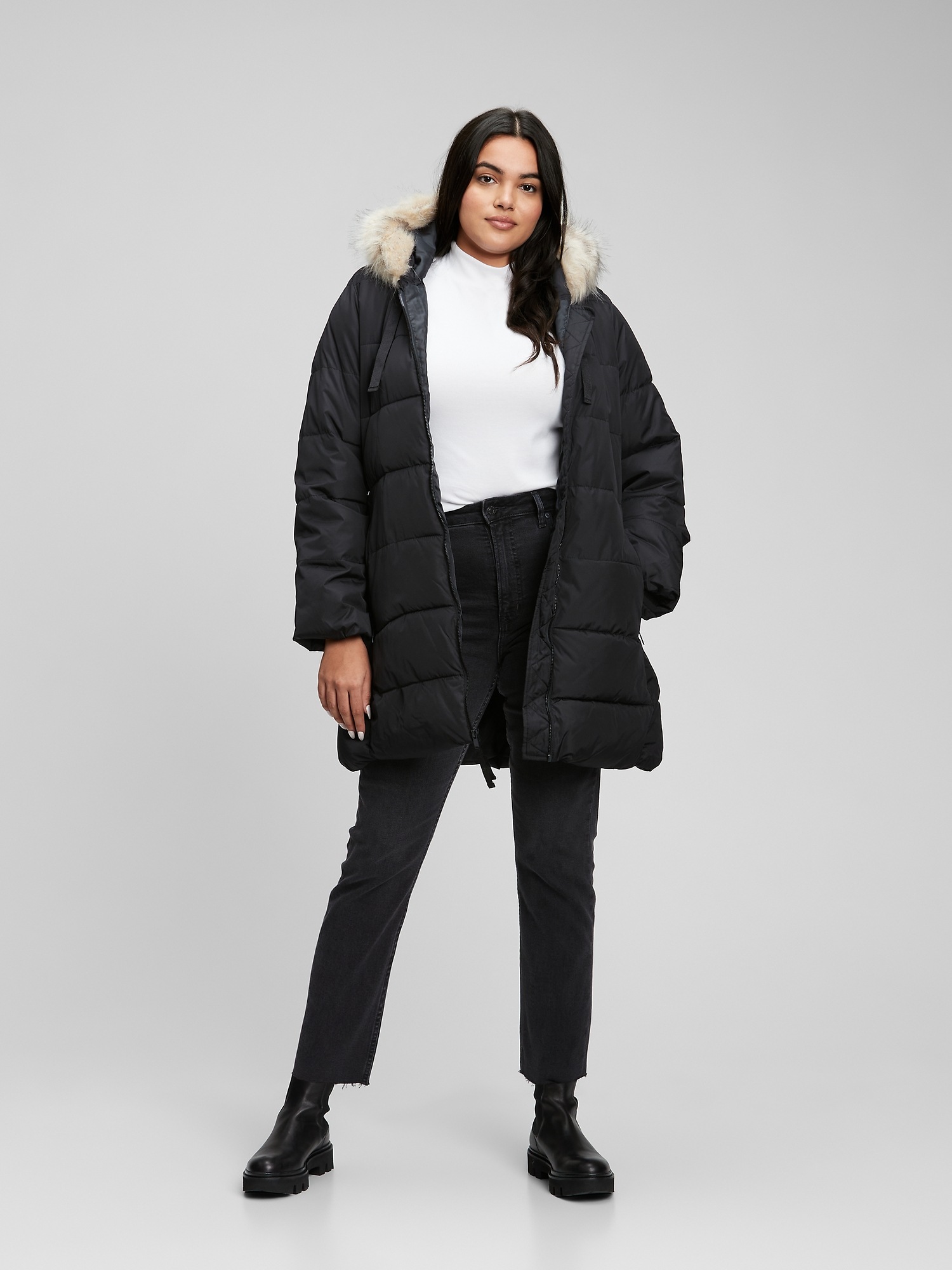gap long puffer jacket