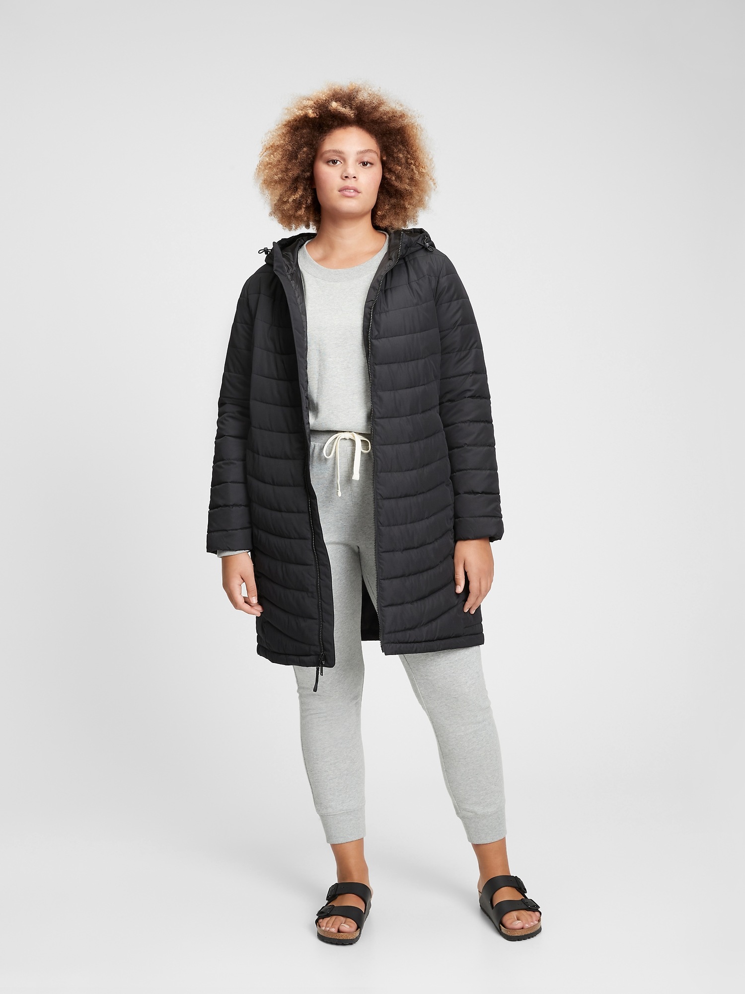 Coldcontrol lightweight longline clearance hooded puffer jacket