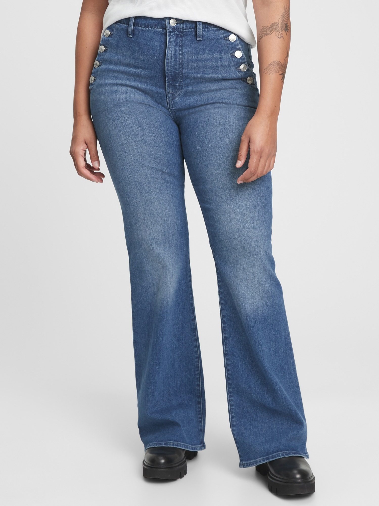 High Rise Flare Jeans with Washwell 