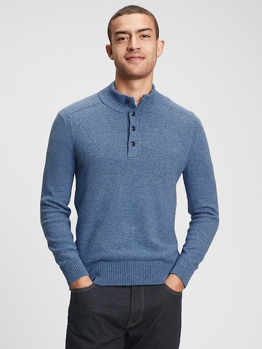 View large product image 1 of 1. Mockneck Henley Sweater