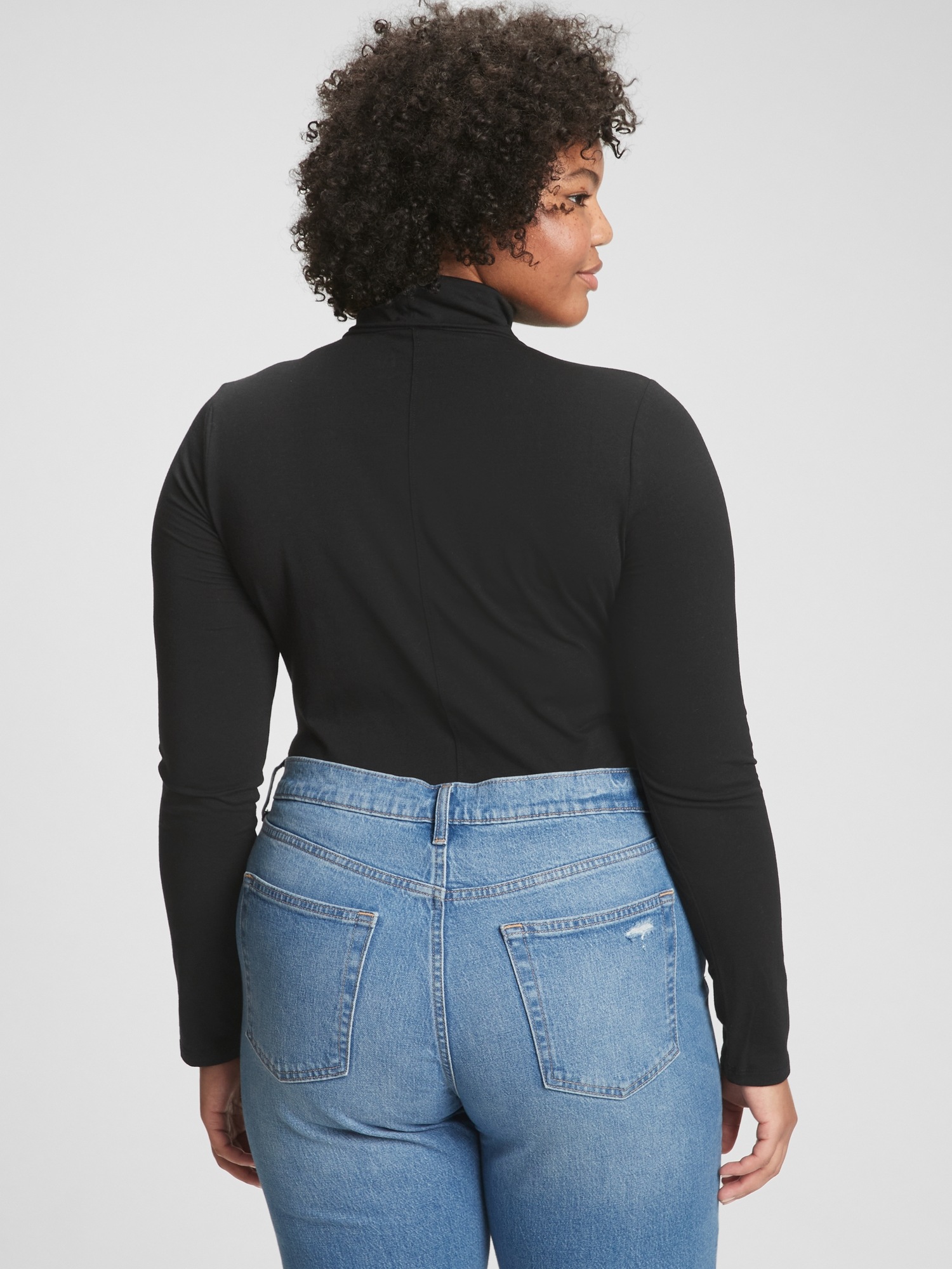 turtleneck t shirt with denim jacket