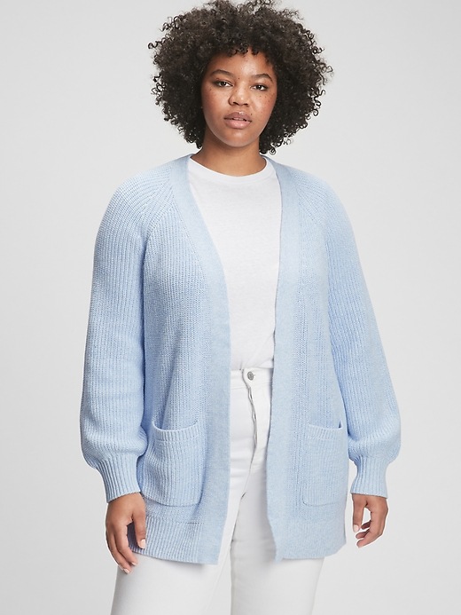 Image number 1 showing, Shaker-Stitch Open-Front Cardigan