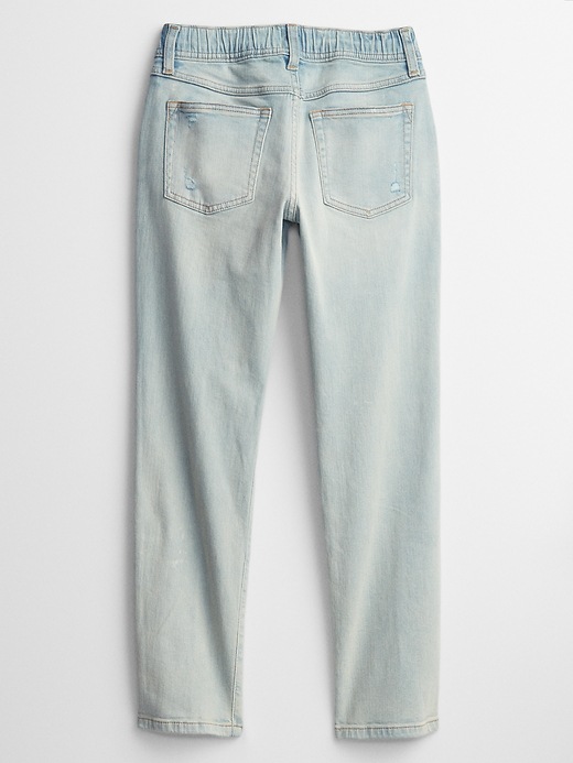 Kids Destructed Pull-On Slim Jeans with Washwell
