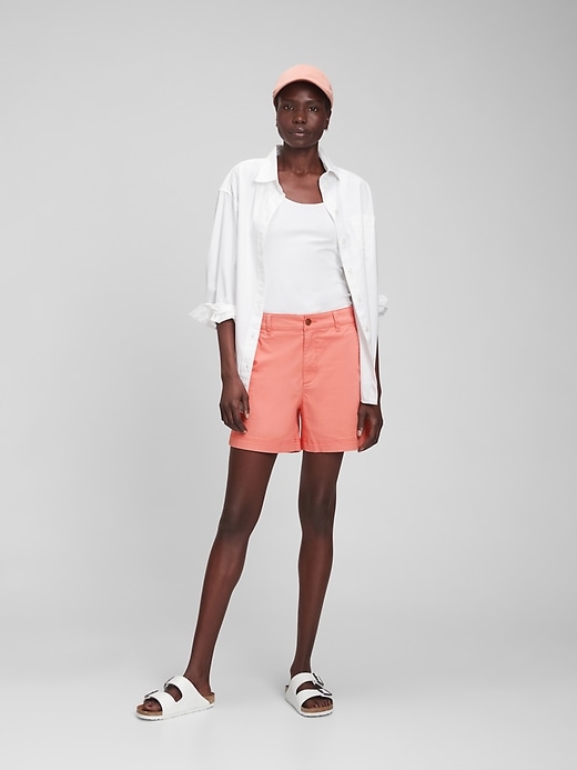 View large product image 1 of 1. 5" High Rise Girlfriend Khaki Shorts