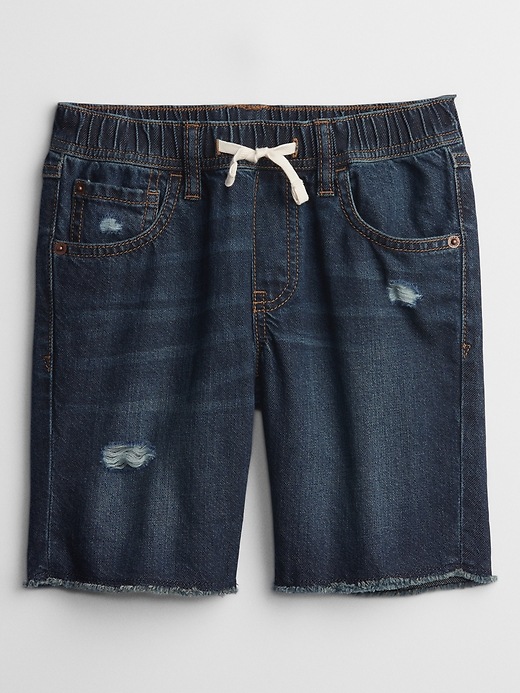 Image number 1 showing, Kids Distressed Denim Pull-On Shorts