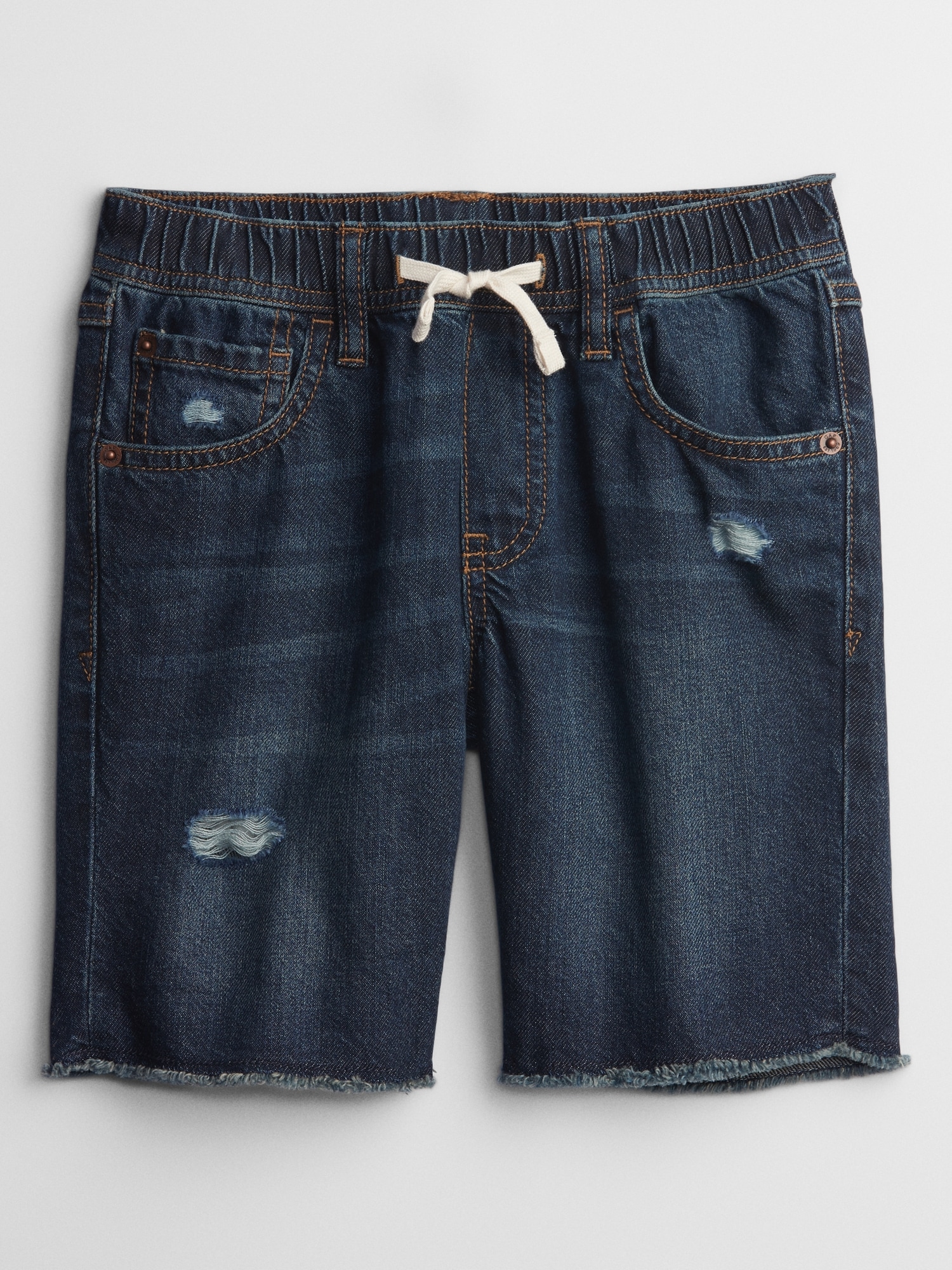 Kids Distressed Denim Pull-On Shorts with Washwell