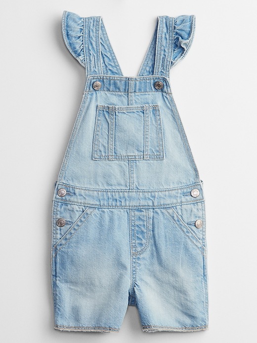 Image number 1 showing, Toddler Denim Flutter Shortalls