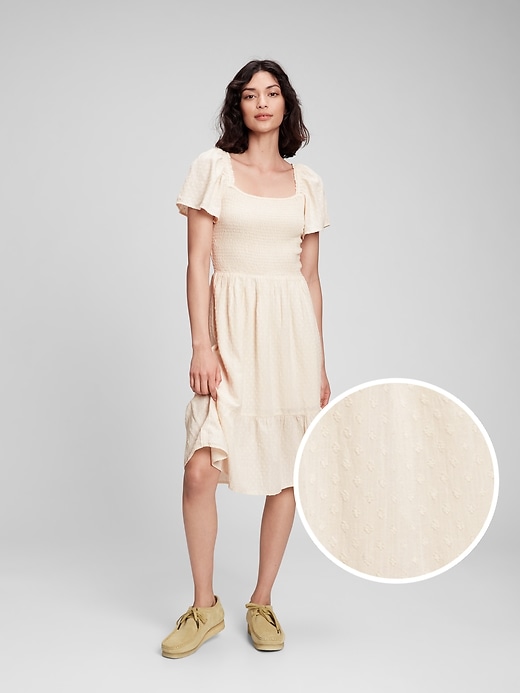Image number 1 showing, Smocked Squareneck Midi Dress