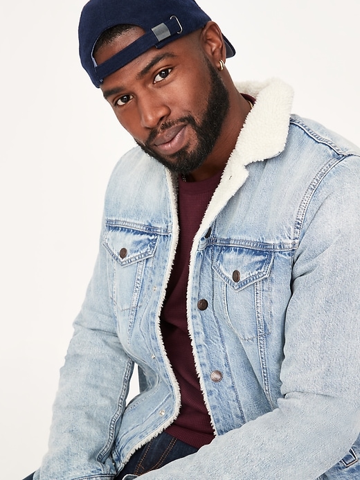 Gap Icon Denim Sherpa Jacket Gap Denim Jacket Mens Gap Sherpa Icon