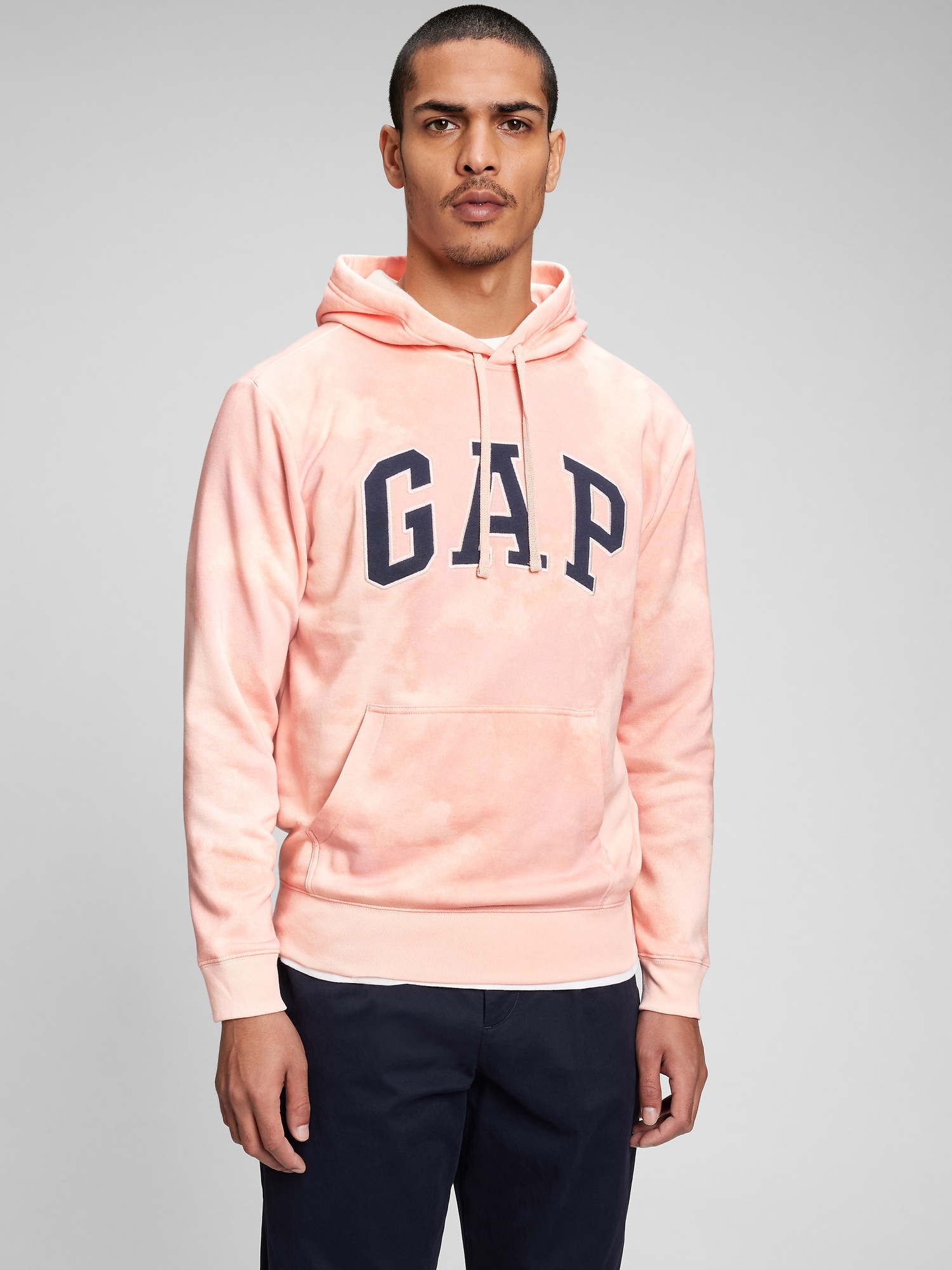 Gap Factory Men's Gap Logo Tie-Dye Hoodie (Pink Tie Dye)