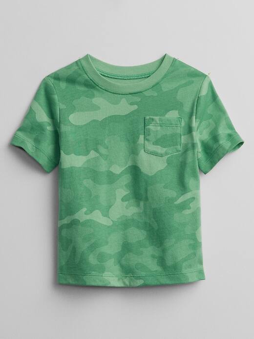 Navy T-Shirt with Camo Print Pocket Navy T-Shirt with Camo Print Pocket