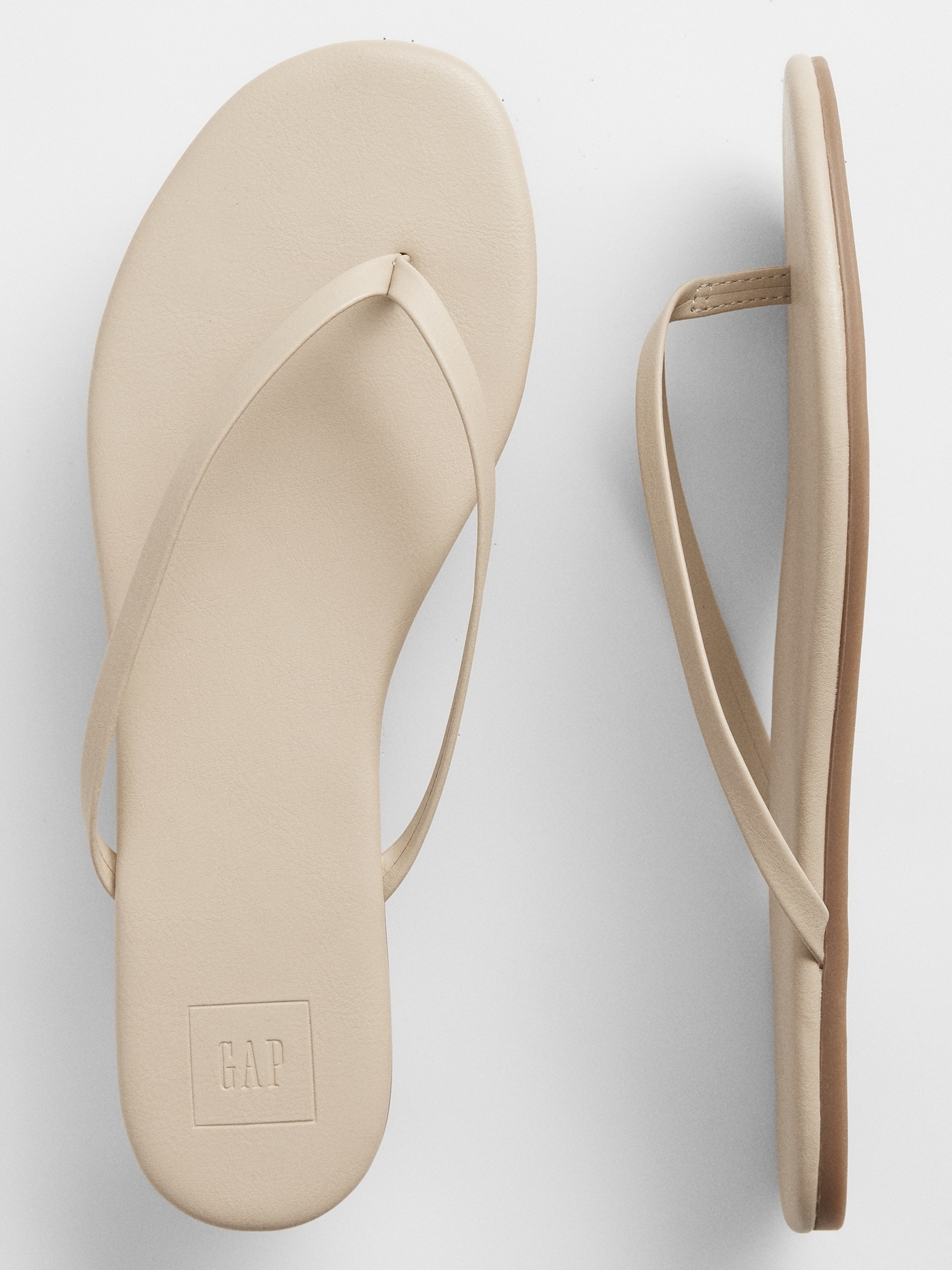 faux leather flip flops