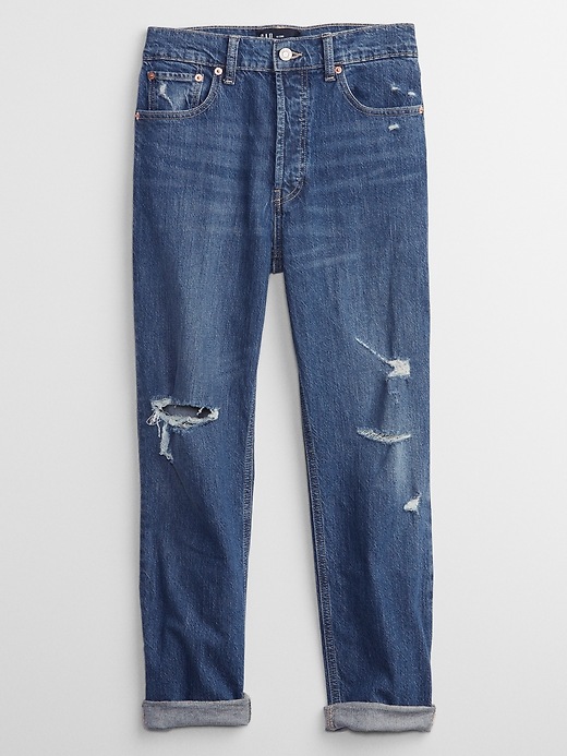 Image number 5 showing, High Rise Destructed Cheeky Straight Jeans with Washwell