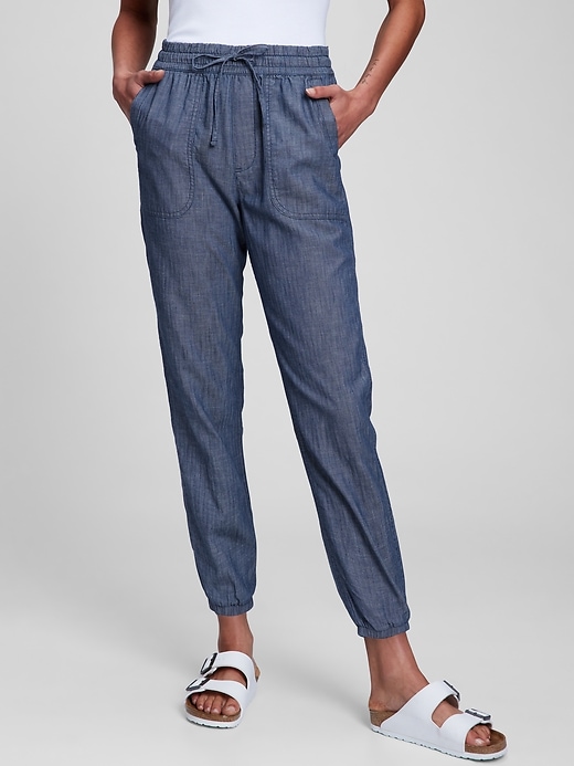 Image number 1 showing, Herringbone Chambray Joggers with Washwell