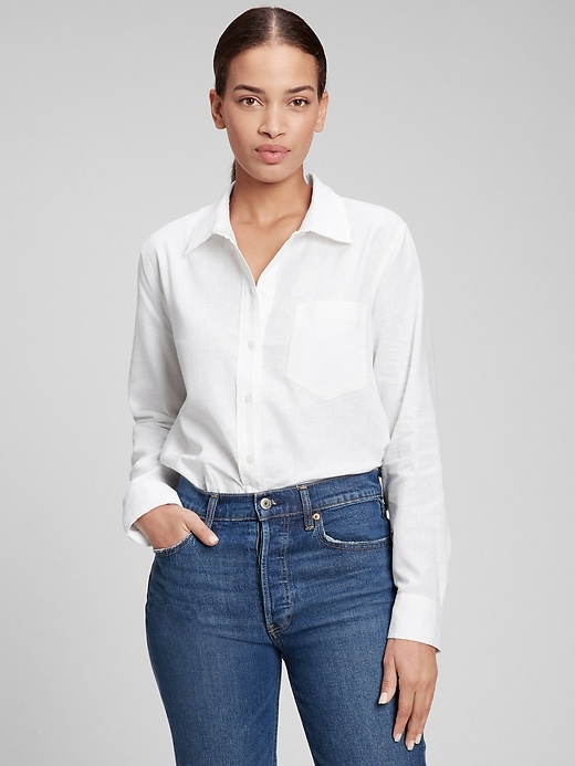 Linen-Blend Easy Shirt | Gap Factory