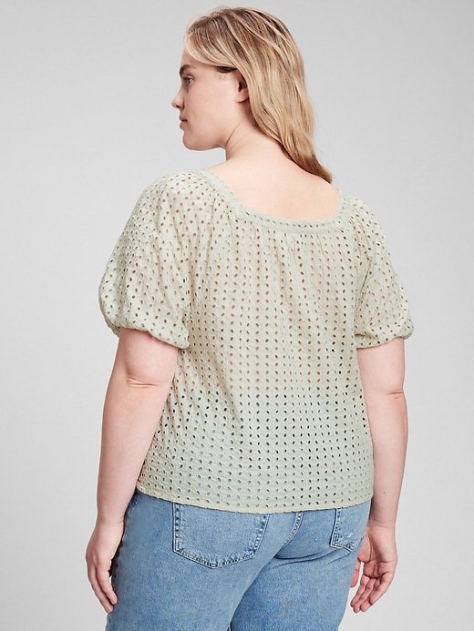 Image number 2 showing, Puff Sleeve Eyelet Top