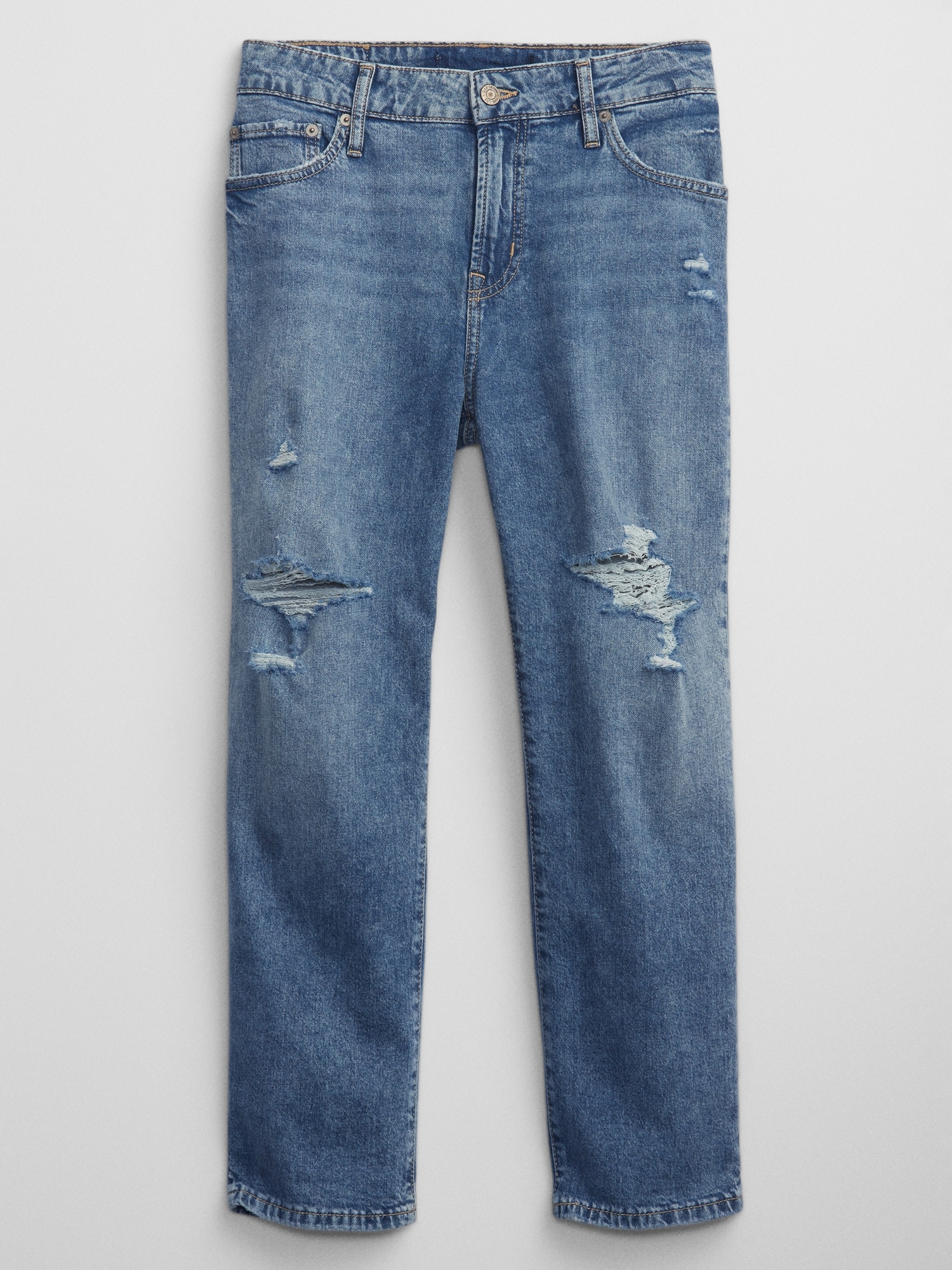 Mid Rise Distressed Universal Slim Boyfriend Jeans | Gap Factory