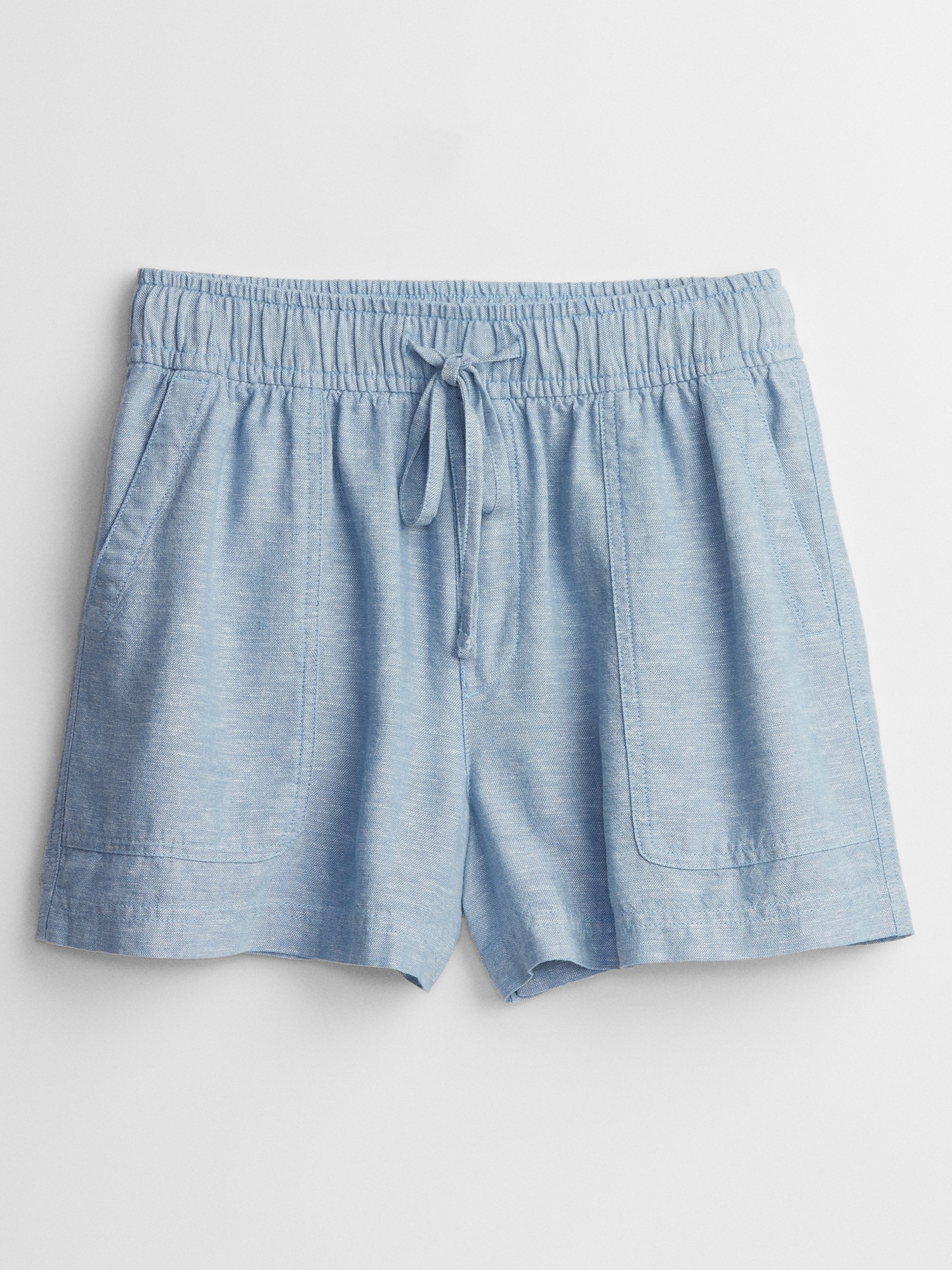 oversized gray tee, drawstring waist chambray shorts J. Crew