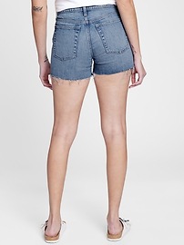3.5" High Rise Destructed Cheeky Denim Shorts with Washwell