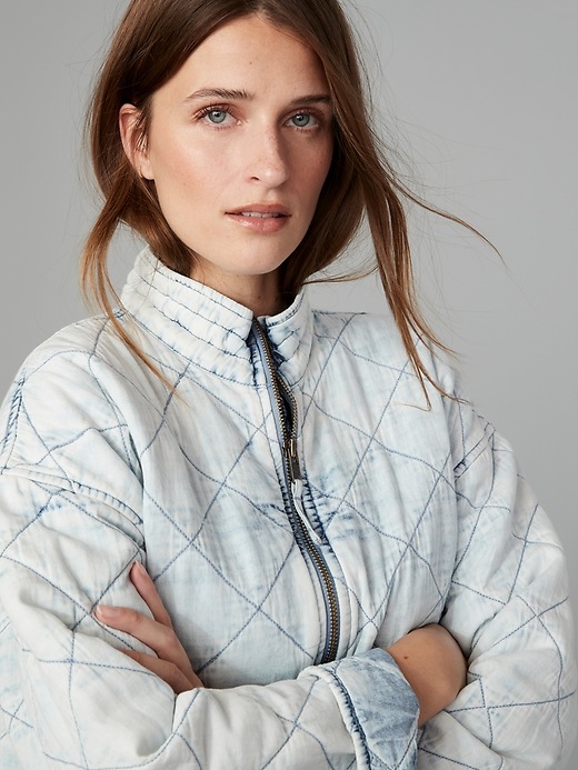 Image number 6 showing, Quilted Chambray Bomber Jacket with Washwell