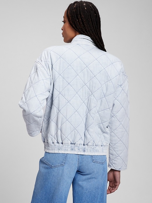 Image number 4 showing, Quilted Chambray Bomber Jacket with Washwell