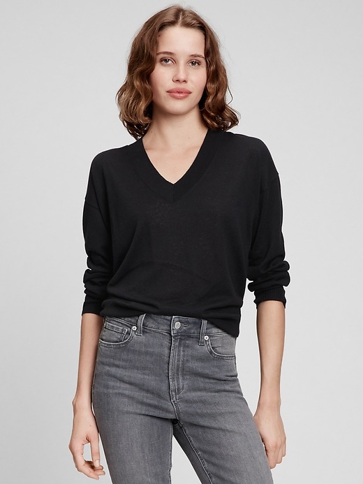 Image number 5 showing, Linen V-Neck Sweater